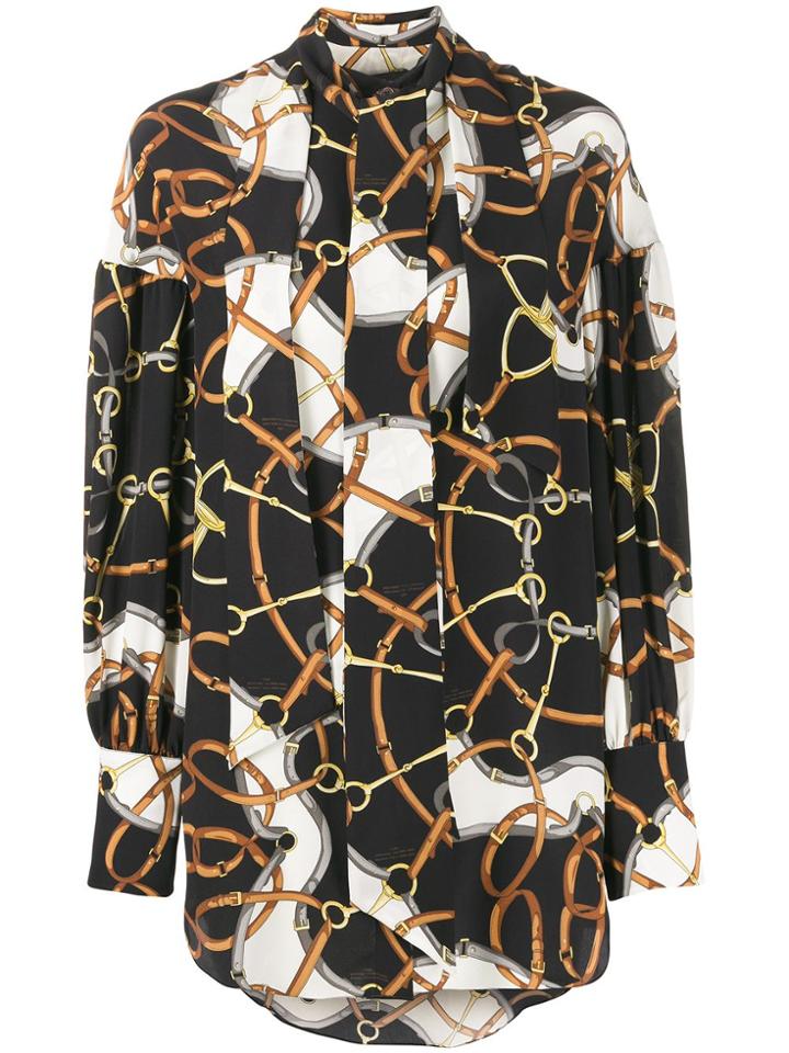 Rokh Belt Print Blouse - Black