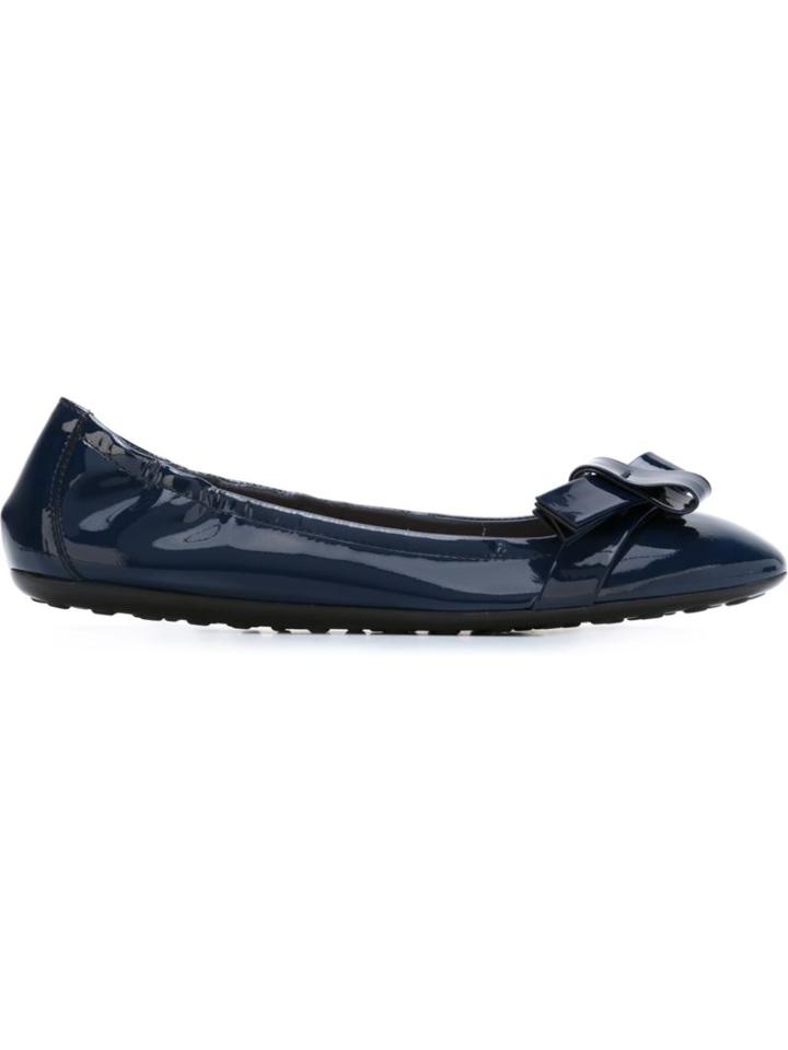 Tod S Bow Detail Ballerinas, Women's, Size: 35.5, Blue, Leather/rubber