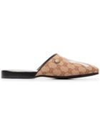 Gucci Logo Print Ny Yankees Mules - Neutrals