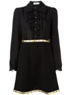 Coach Metallic Detailing Shirt Dress, Women's, Size: 6, Black, Silk/polyester
