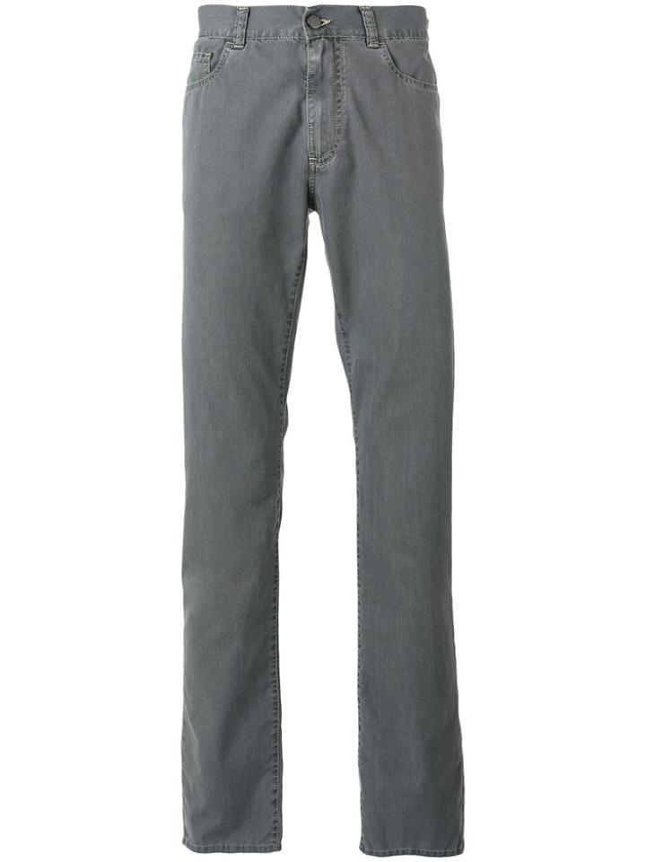 Canali Plain Straight Leg Jeans - Grey