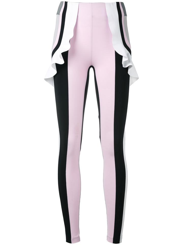 No Ka' Oi - Kina Frill Trim Sports Leggings - Women - Polyamide/spandex/elastane - Xs, Grey