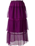 Sonia Rykiel Layered Sheer Midi Skirt, Women's, Size: 36, Pink/purple, Silk