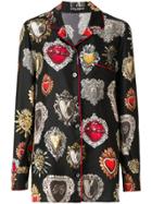 Dolce & Gabbana Sacred Heart Print Pyjama Shirt - Black