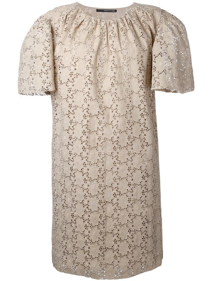 Maurizio Pecoraro Embroidered Dress, Women's, Size: 42, Nude/neutrals, Cotton