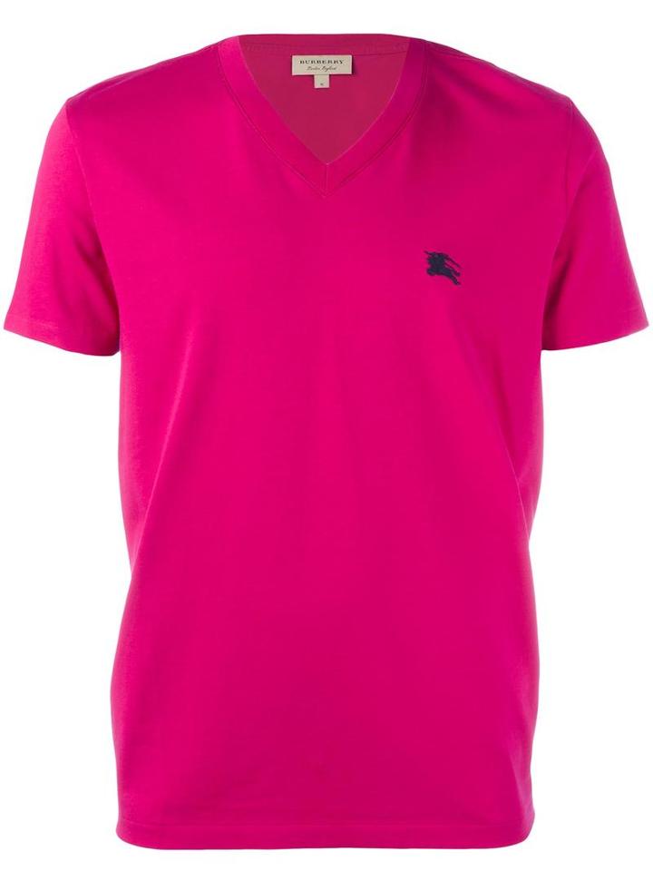 Burberry Embroidered Chest Logo T-shirt, Men's, Size: Xl, Pink/purple, Cotton