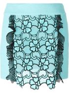 Emanuel Ungaro Flower Motif Short Skirt, Women's, Size: 44, Blue, Cotton/polyamide/other Fibers/silk