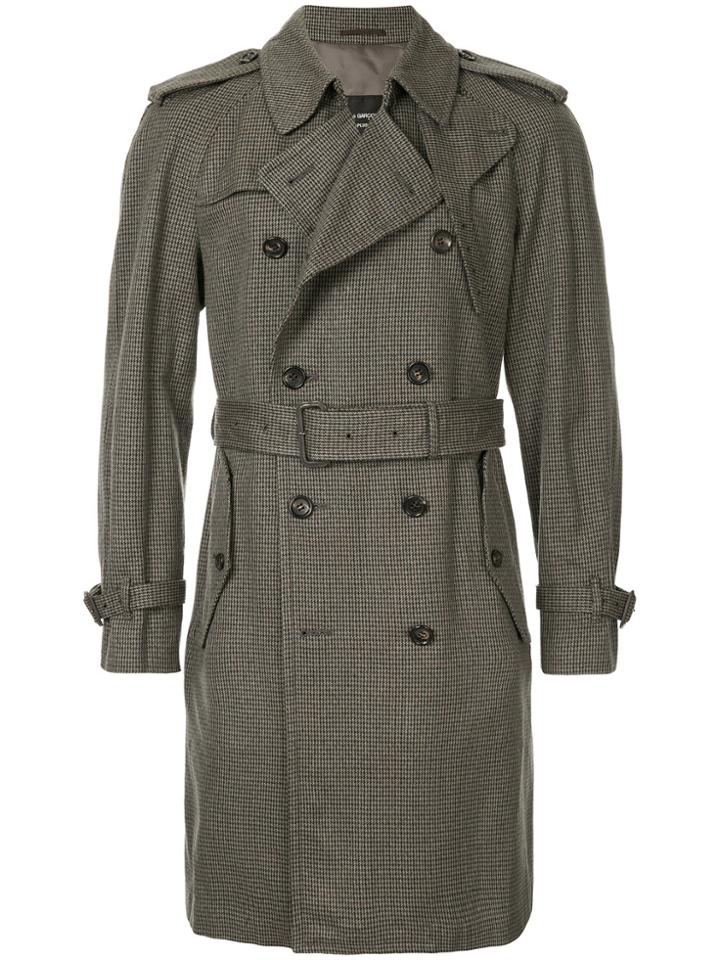 Comme Des Garçons Vintage Pied-de-poule Trench Coat - Brown