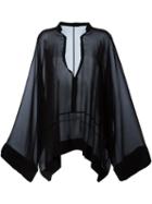 Haider Ackermann Wide Sleeve Sheer Top, Women's, Size: 38, Black, Silk
