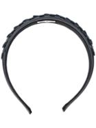 Red Valentino - Studded Flower Hairband - Women - Calf Leather - One Size, Black, Calf Leather