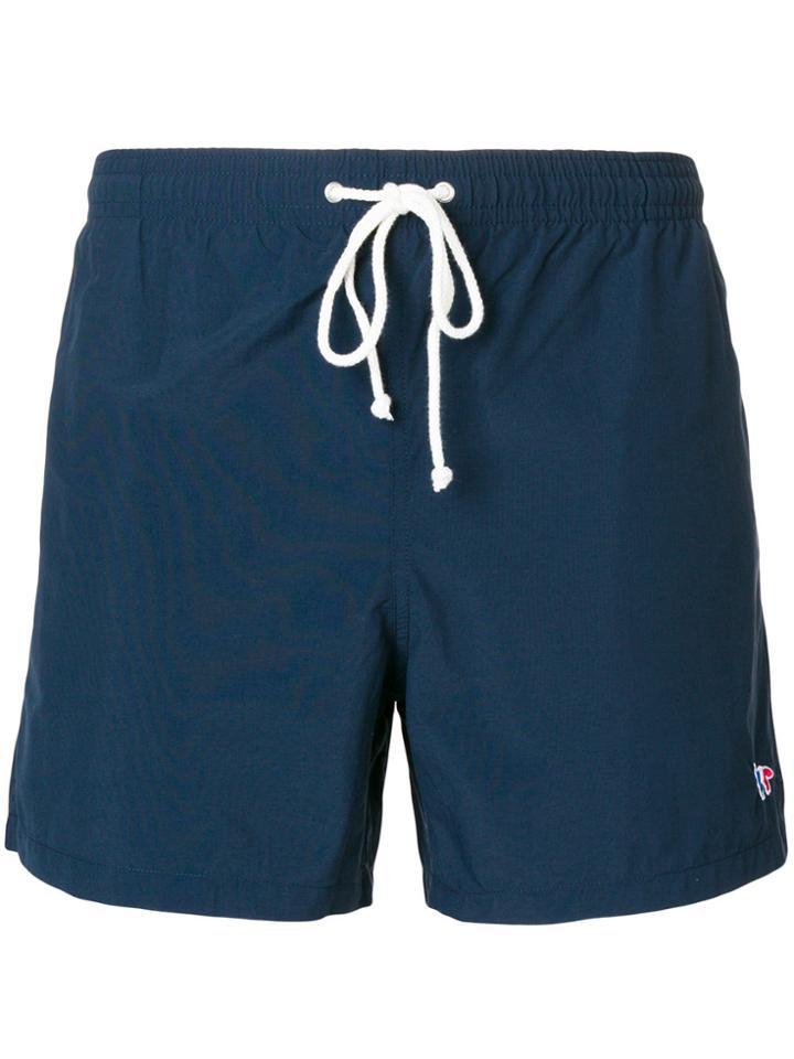 Maison Kitsuné Embroidered Logo Swim Shorts - Blue