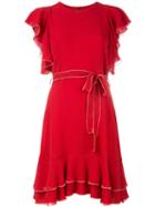 L'autre Chose Ruffled Dress, Women's, Size: 38, Red, Silk