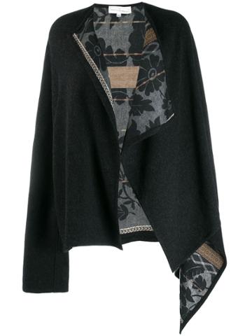 Pierre-louis Mascia Asymmetric Floral Patterned Cardi-coat - Black