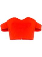 Vika Gazinskaya Off-shoulder Cropped Top - Red