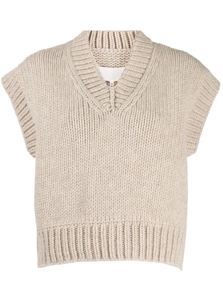 Maison Margiela Cropped Knitted Vest - Neutrals
