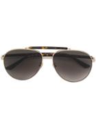 Gucci Eyewear Mixed Material Aviator Sunglasses - Brown