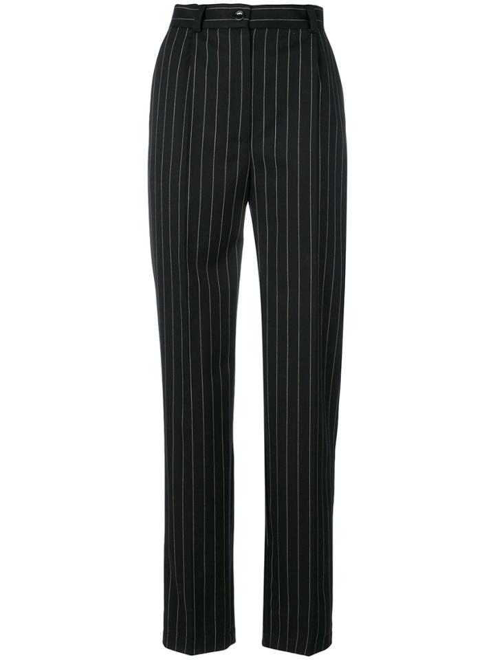 Seen High-waisted Pinstriped Trousers - Black