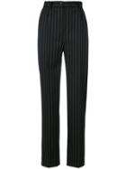 Seen High-waisted Pinstriped Trousers - Black