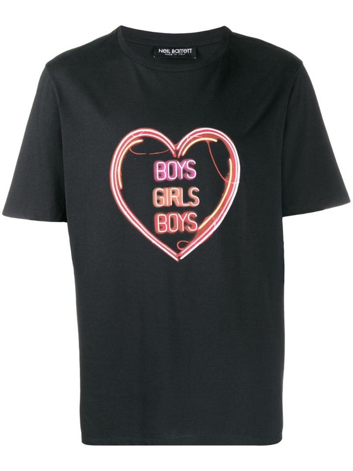 Neil Barrett Neon Slogan Print T-shirt - Black