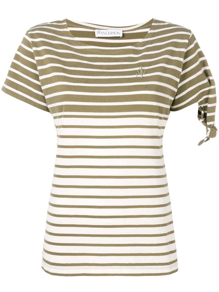 Jw Anderson Breton Khaki Stripe Knot T-shirt - Neutrals