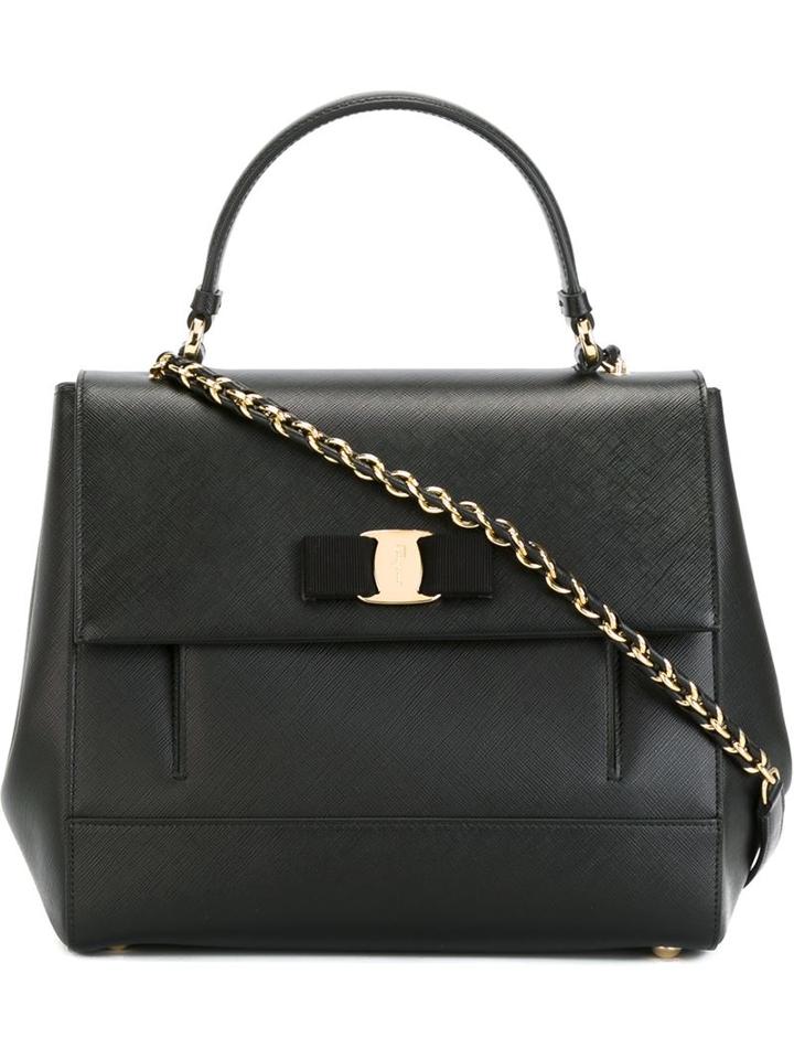 Salvatore Ferragamo Top Handle 'vara' Tote, Women's, Black