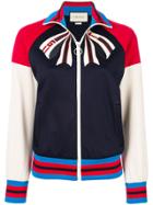 Gucci Bow Detail Zip Front Jacket - Blue