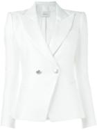 Pierre Balmain Peaked Lapel Blazer, Women's, Size: 40, White, Cotton/viscose/rayon