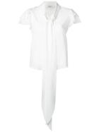Givenchy Ruffle Sleeve Pussybow Blouse, Women's, Size: 38, White, Silk