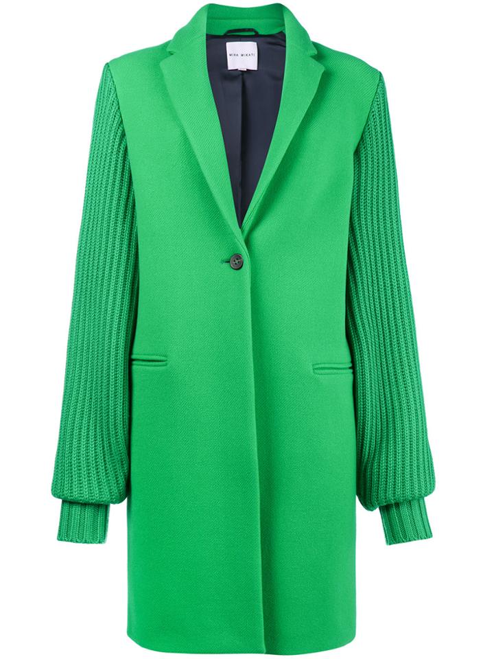 Mira Mikati Single Breasted Coat With Knitted Sleeves And Rear