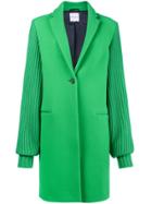 Mira Mikati Single Breasted Coat With Knitted Sleeves And Rear