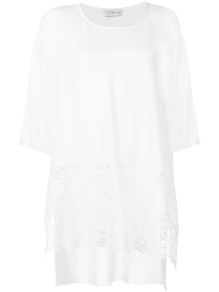 Faith Connexion Macramé Detailing Boxy T-shirt, Women's, Size: Small, White, Acetate/viscose/cotton/polyamide