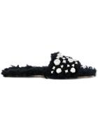 Miu Miu Furry Detail Studded Sandals - Black
