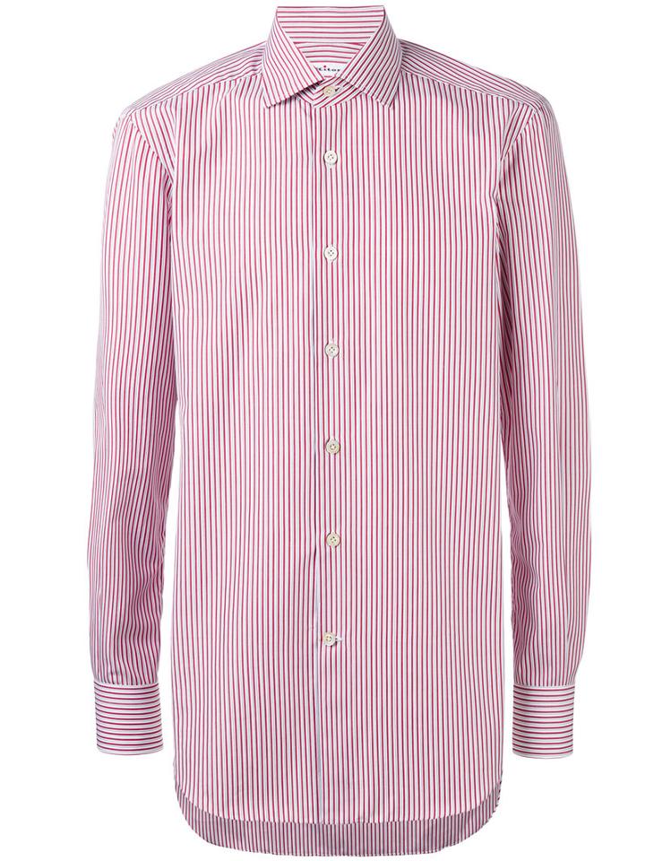 Kiton - Striped Shirt - Men - Cotton - 45, Red, Cotton