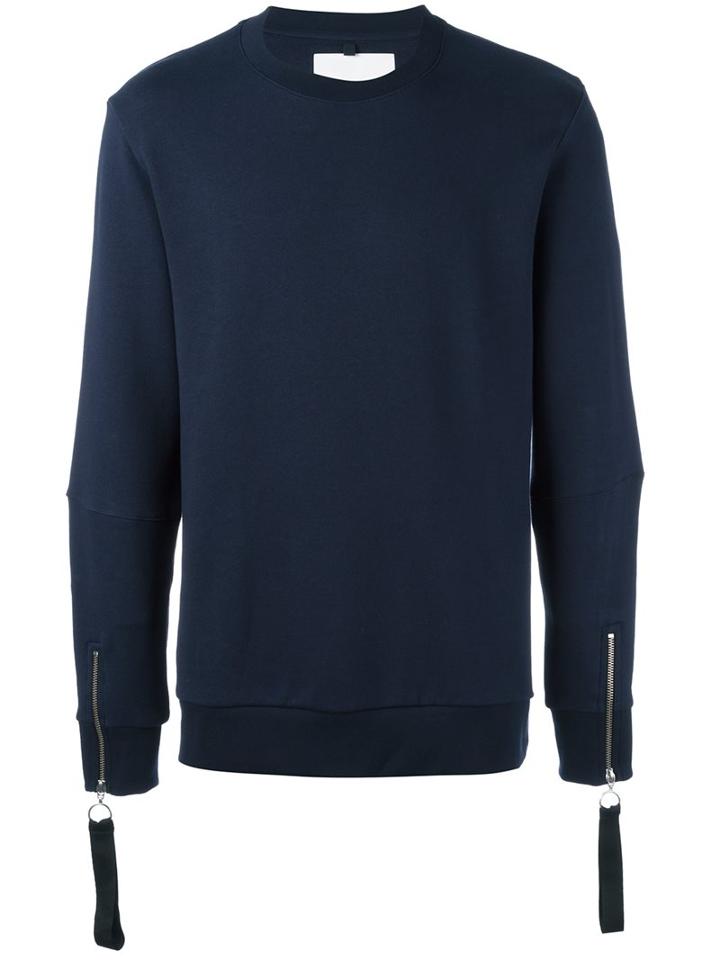 Matthew Miller Zipped Cuff Sweatshirt, Men's, Size: Medium, Blue, Cotton