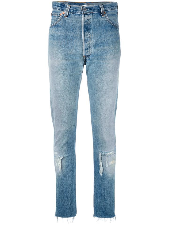 Re/done - Raw Hem Jeans - Women - Cotton - 26, Blue, Cotton