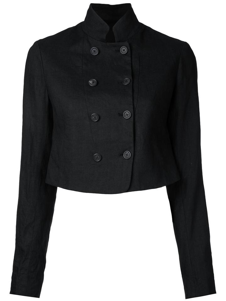 Forme D'expression Double Breasted Cropped Jacket, Women's, Size: 42, Black, Linen/flax