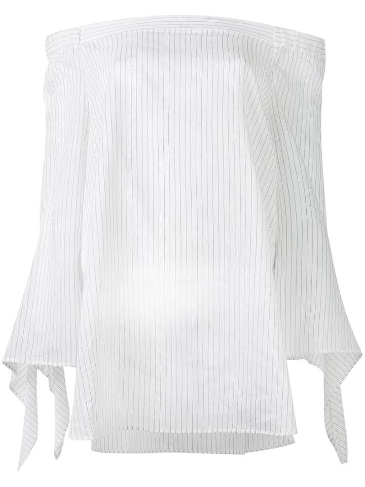 Erika Cavallini Off-shoulders Striped Blouse, Women's, Size: 44, White, Silk/cotton