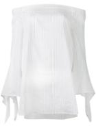 Erika Cavallini Off-shoulders Striped Blouse, Women's, Size: 44, White, Silk/cotton