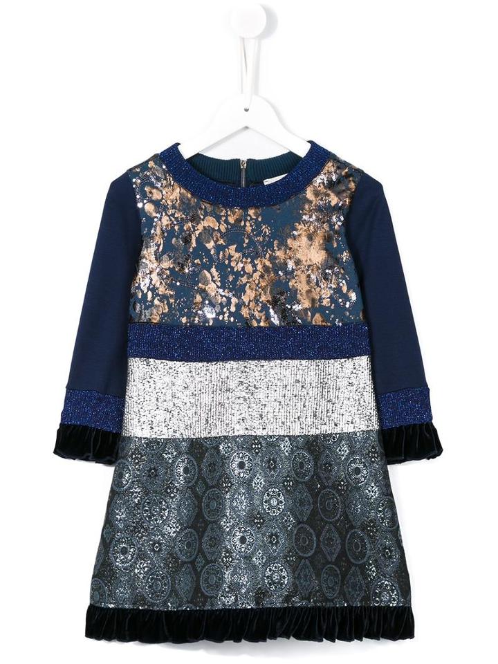 Quis Quis Mixed Material Dress, Girl's, Size: 10 Yrs, Blue