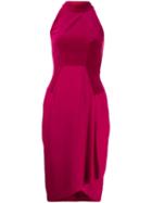 Tom Ford Cady And Velvet Halterneck Dress - Pink