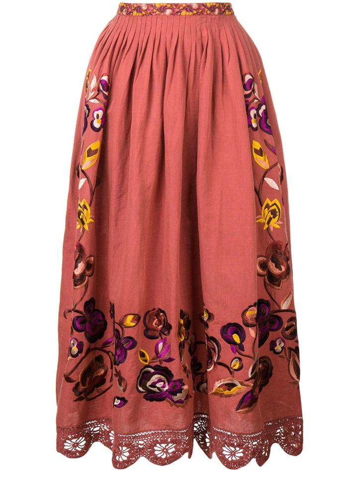 Ulla Johnson Floral Lace Skirt - Red