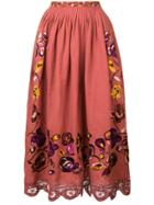 Ulla Johnson Floral Lace Skirt - Red