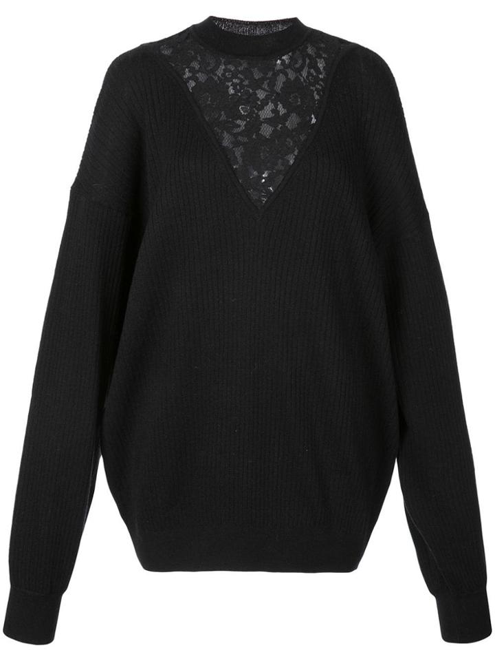 See By Chloé Floral Lace Knitted Jumper - Black