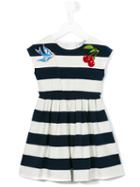 Dolce & Gabbana Kids Embroidered Striped Dress, Girl's, Size: 8 Yrs, White