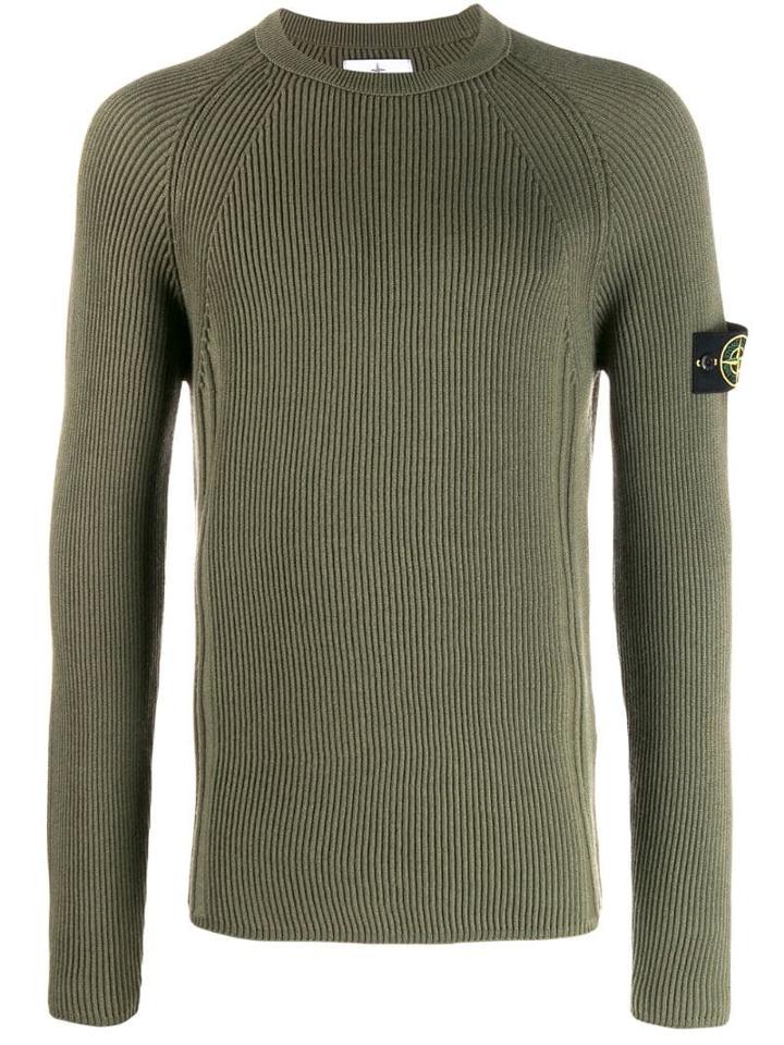 Stone Island Ribbed Long Sleeve Jumper - Green