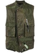 Tom Rebl Dislocated Fastening Gilet, Men's, Size: 48, Green, Cotton/spandex/elastane