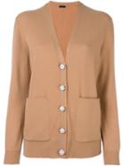 Joseph V-neck Button Down Cardigan, Women's, Size: Large, Brown, Wool
