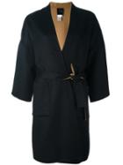 Agnona Belted Wrap Coat, Women's, Size: Large, Black, Wool