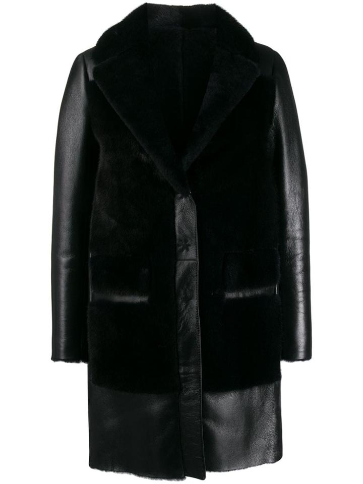 Blancha Textured Single-breasted Coat - Black