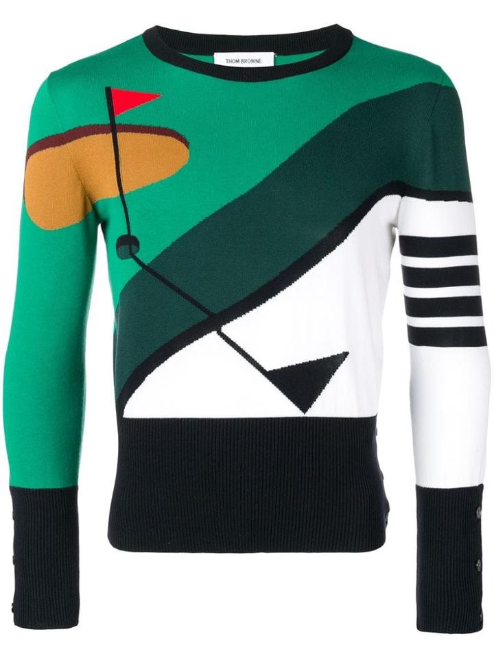 Thom Browne Golf Scenery Intarsia Pullover - Green